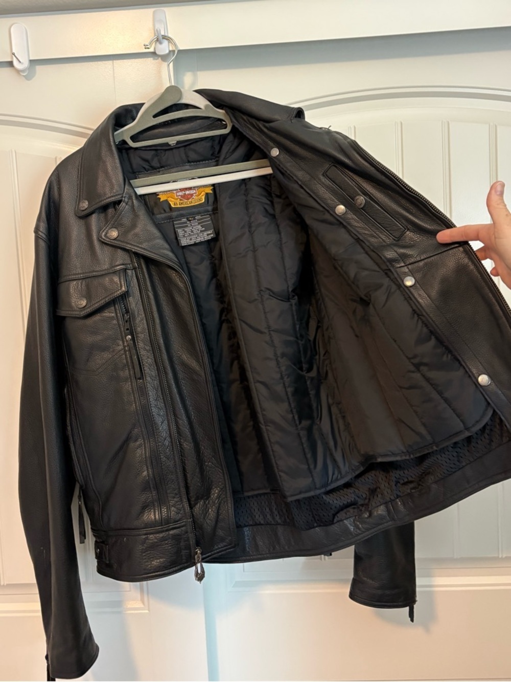 Vintage Harley Davidson 90s Leather Jacket Vented Nevada Black Large - Picture 10 of 14